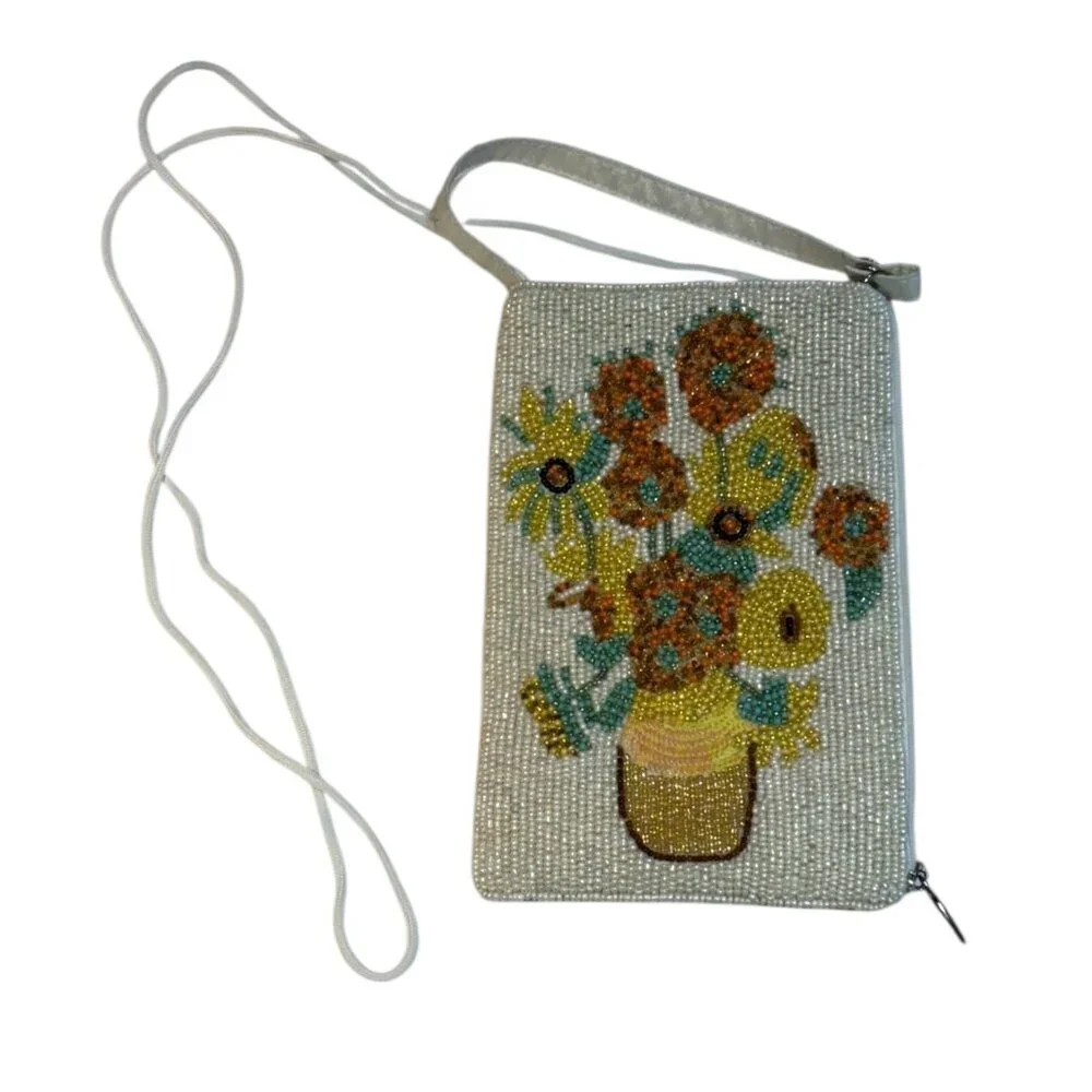Bamboo Trading Company Beaded Floral Wristlet Purse